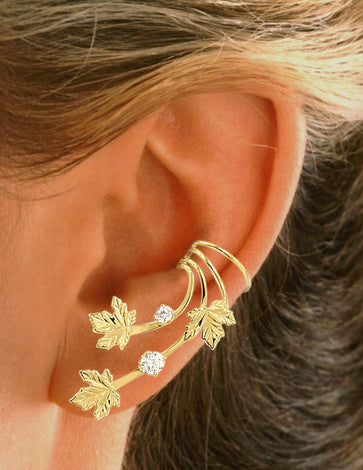 Ear Charms&#39; Flower and Leaf Floral Wave™ Ear Cuff non-pierced earrings
