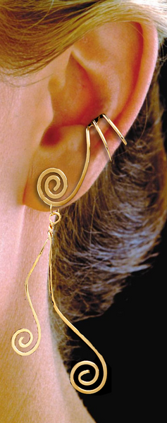 Grecian Curl Ear Cuff Earring Converter with Dangle Ear Cuff Jacket
