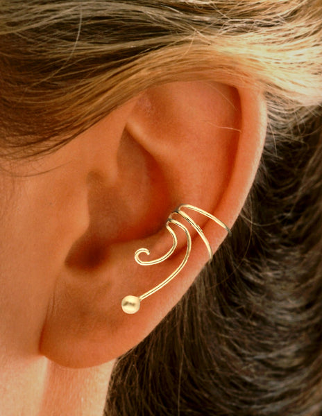 Simple Ball Curly Wave Ear Cuff Non-pierced Ear Climber Earrings