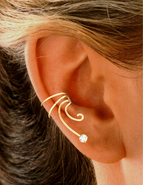 Cubic Zirconia 'CZ' Curly Wave Ear Cuff
