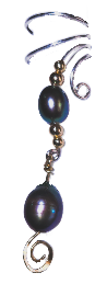 Ear Charms Peacock Pearls with golden spiral accent Ear Cuff Non-pierced Earrings