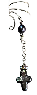 Ear Charms Peacock Pearl Cross Ear Cuff with Crystal Accent Non-pierced  Earrings