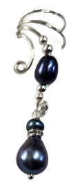 Ear Charms Peacock Pearls with Crystal Accent Non-pierced Ear Cuff Earrings