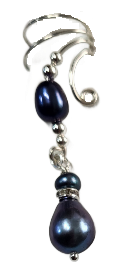 Ear Charms Peacock Pearls with Crystal Accent Non-pierced Ear Cuff Earrings