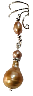 Ear Charms Golden Teardrop Pearls with Crystal Accent Non-pierced Ear Cuff Earrings