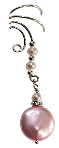 Ear Charms Pink Pearls with Crystal accent Non-pierced Ear Cuff Earrings