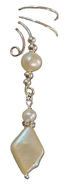 Ear Charms White Diamond Pearls with Rhinestone accent Non-pierced Ear Cuff Earrings