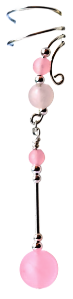 Pink Jade Wave Ear Cuff Dangles