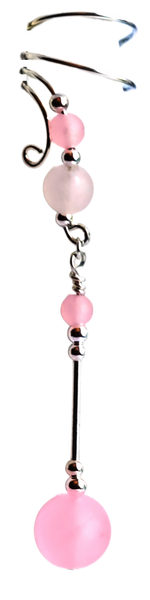 Pink Jade Wave Ear Cuff Dangles