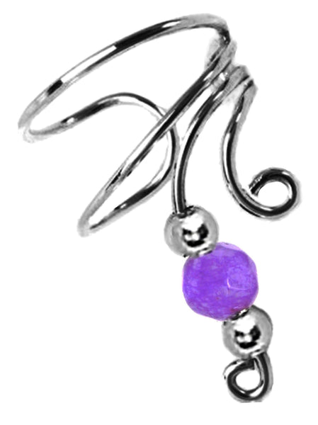 Lavender Amethyst Beaded Short Wave Ear Cuffs