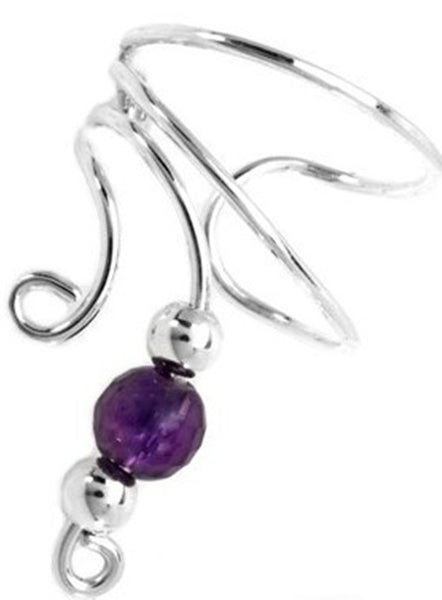 Deep Purple Amethyst Short Swirl Wave Ear Cuff