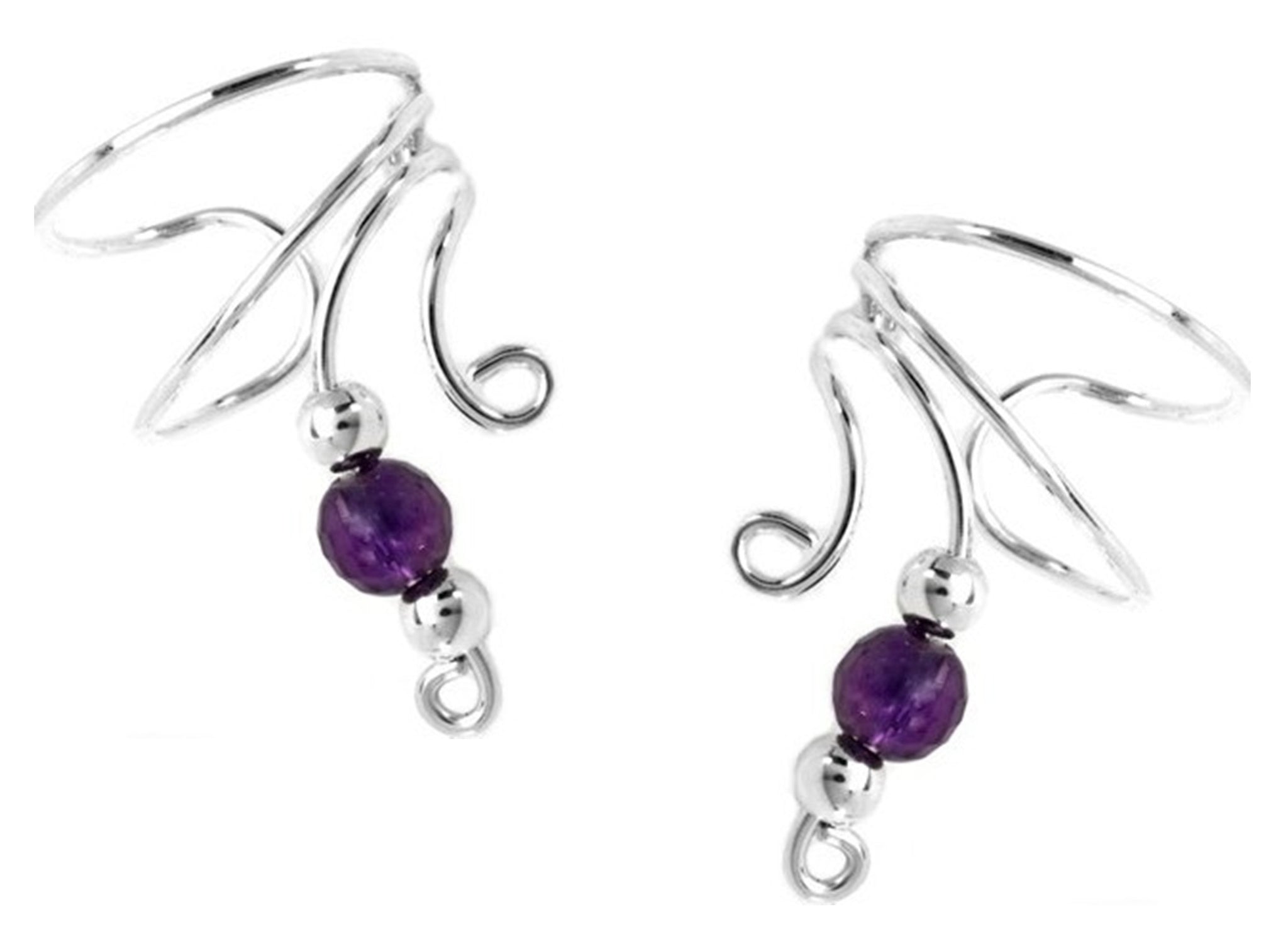 Deep Purple Amethyst Short Swirl Wave Ear Cuff