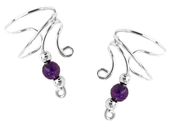 Deep Purple Amethyst Short Swirl Wave Ear Cuff