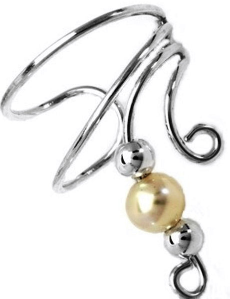 White Freshwater Pearl & Beads Short Ear Cuff