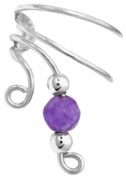 Lavender Amethyst Beaded Short Wave Ear Cuffs