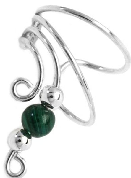 Malachite & Beads Short Ear Cuff
