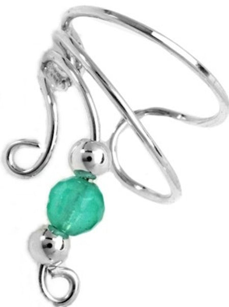 Mint Jade Beaded Short Wave Ear Cuff earrings