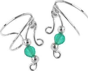 Mint Jade Beaded Short Wave Ear Cuff earrings