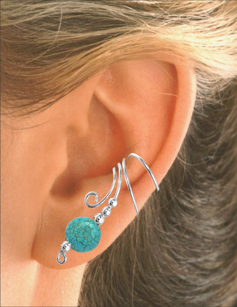 Turquoise Disc Long Beaded Ear Cuff EarCharms