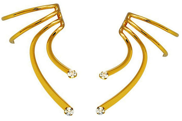 Cubic Zirconia Short Wave Ear Cuff