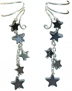 Ear Charm's Hematite Star non-pierced Ear Cuff Dangle earrings