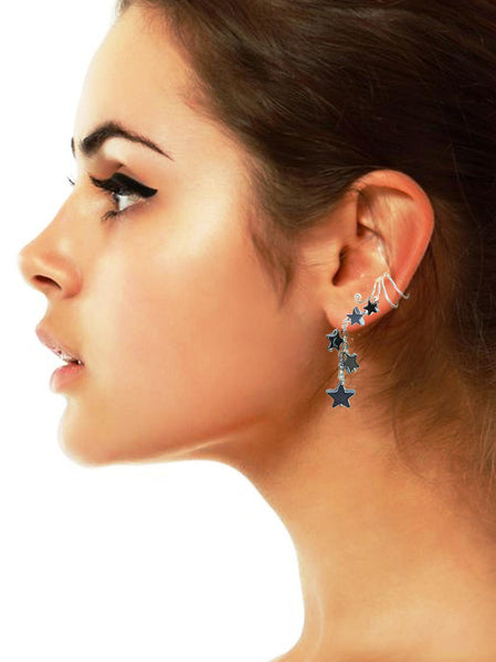 Ear Charm's Hematite Star non-pierced Ear Cuff Dangle earrings