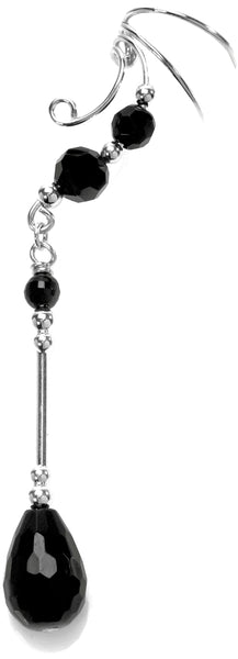 Ear Charm's Black Onyx Briolette Dangle Ear Cuff