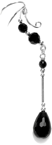 Ear Charm's Black Onyx Briolette Dangle Ear Cuff