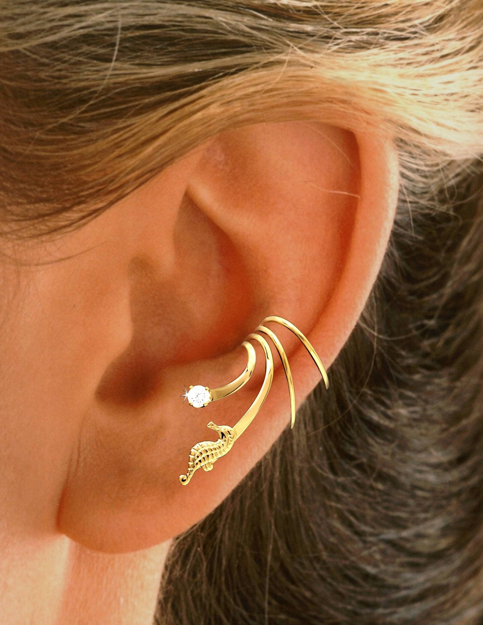 ☆TATIANA☆ SILVER925 Heart Cubic Chips Earcuff EC1929 MUSINSA | TATIANA (SILVER925) Heart Cubic Chips Earcuff EC1929