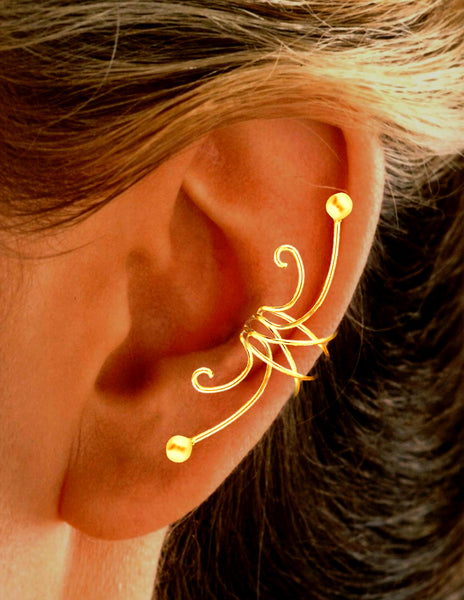 Simple Ball Curly Wave Ear Cuff Non-pierced Ear Climber Earrings