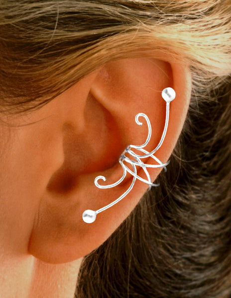 Simple Ball Curly Wave Ear Cuff Non-pierced Ear Climber Earrings