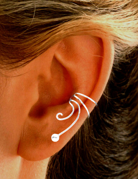 Simple Ball Curly Wave Ear Cuff Non-pierced Ear Climber Earrings
