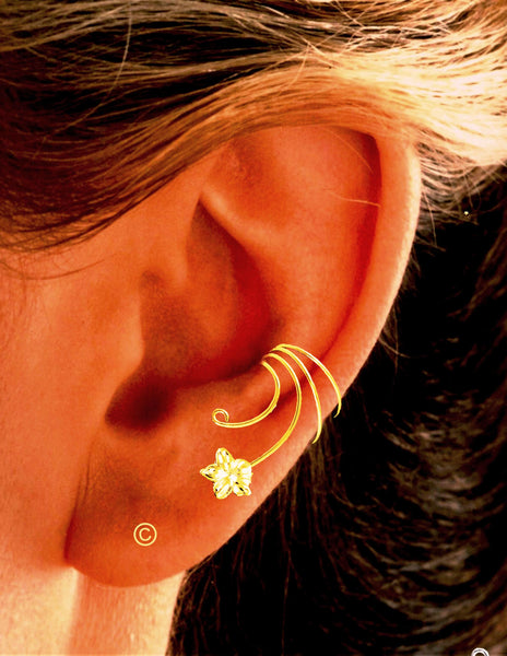 Plumeria Curly Ear Cuff