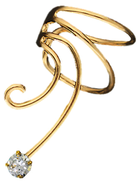 Cubic Zirconia 'CZ' Curly Wave Ear Cuff