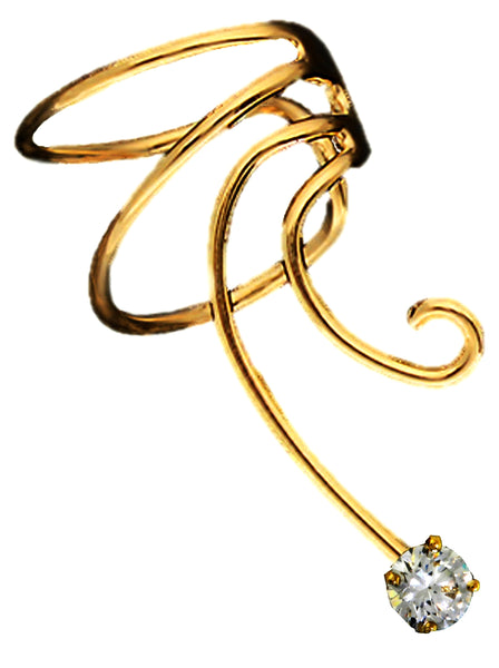 Cubic Zirconia 'CZ' Curly Wave Ear Cuff