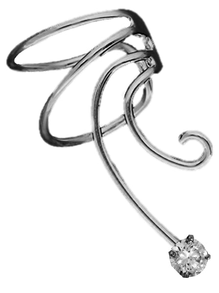Cubic Zirconia 'CZ' Curly Wave Ear Cuff